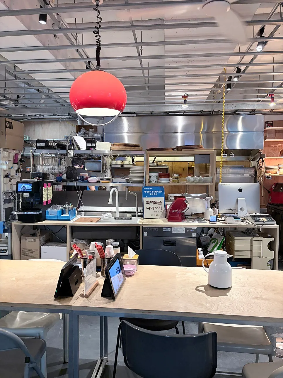 Interior with roomy table spacing