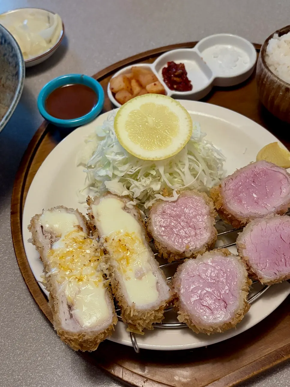 Cross-section of the fillet and cheese katsu