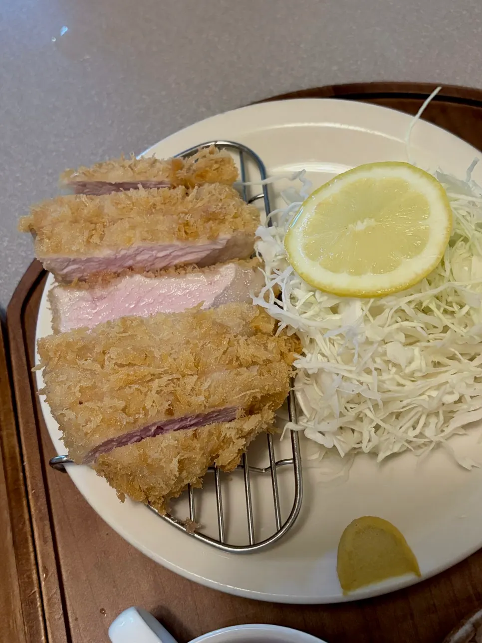 A plate of crispy-outside, juicy-inside loin katsu
