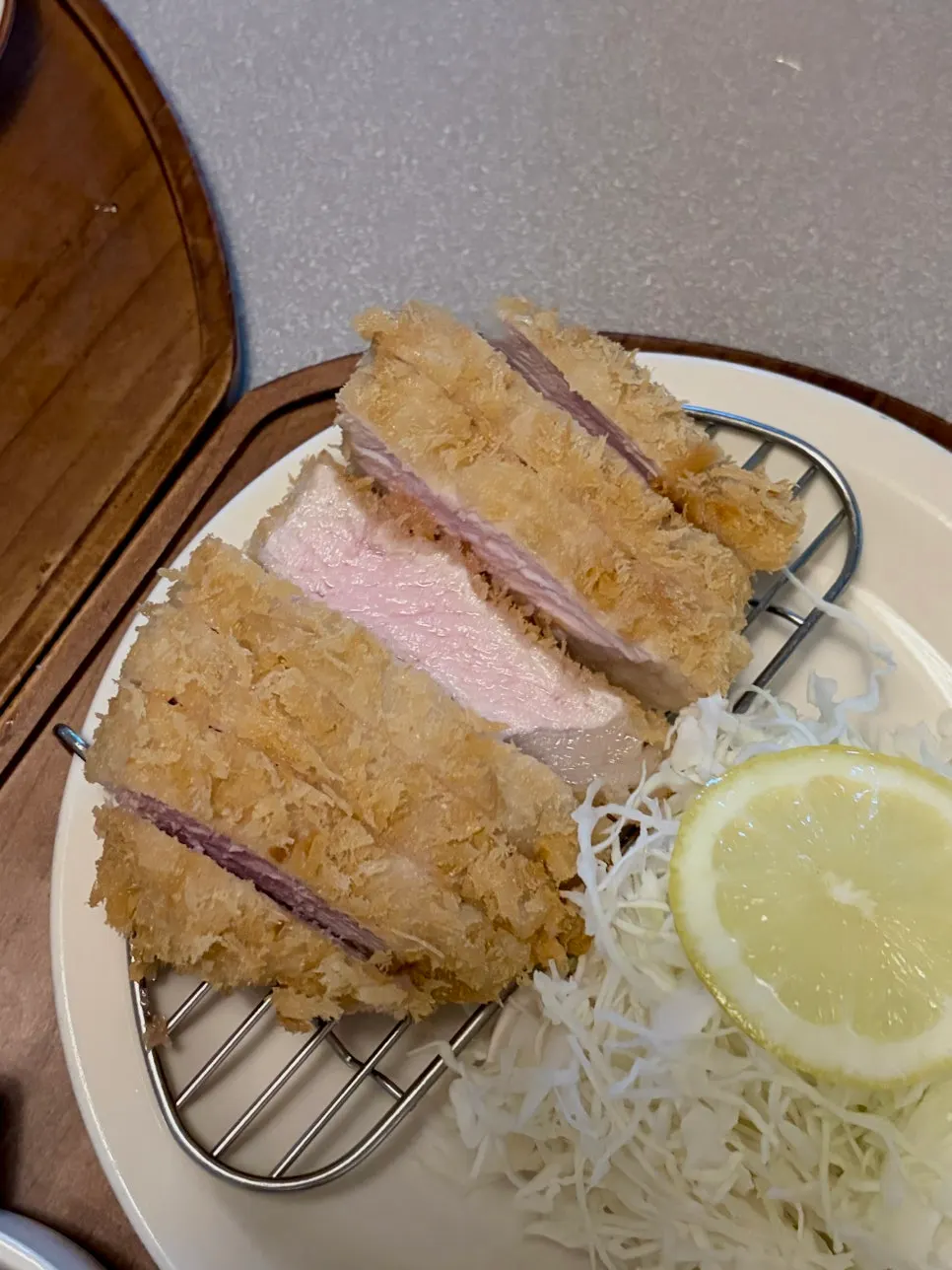 Loin katsu dipped in salt and wasabi