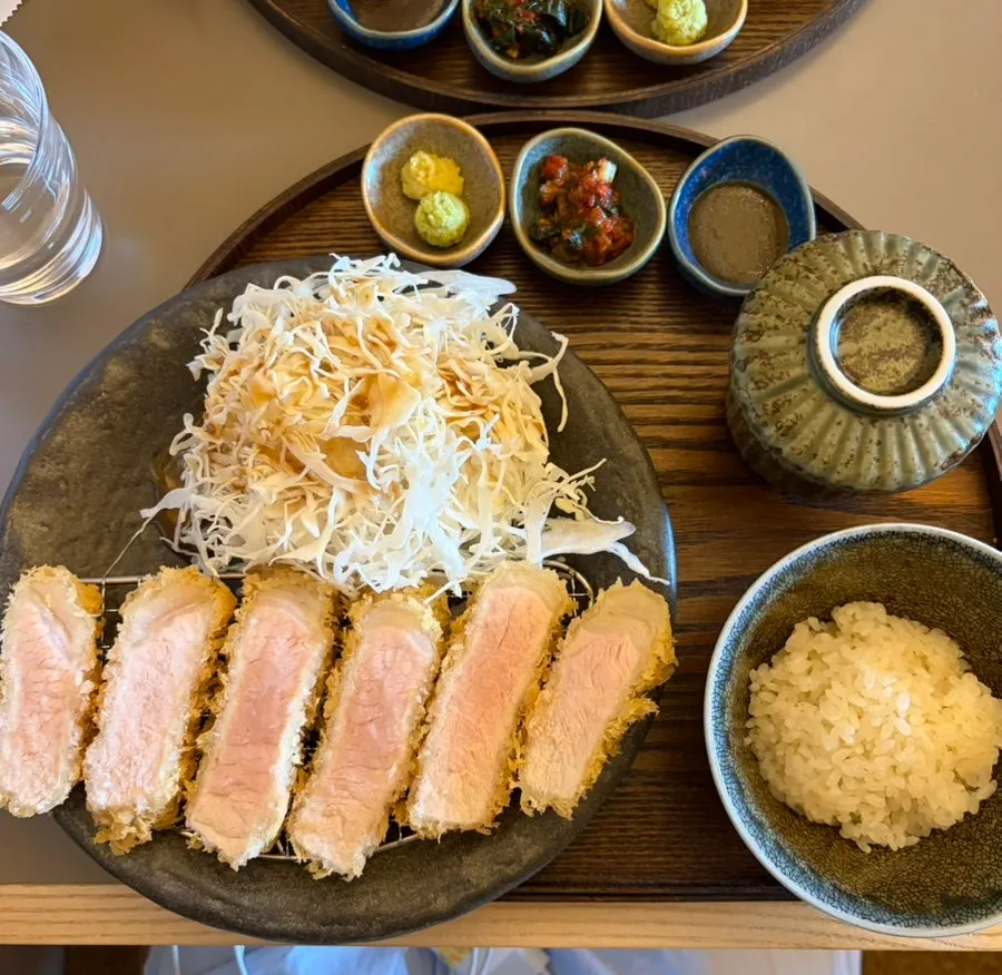 A piece of special tenderloin katsu topped with salt and wasabi
