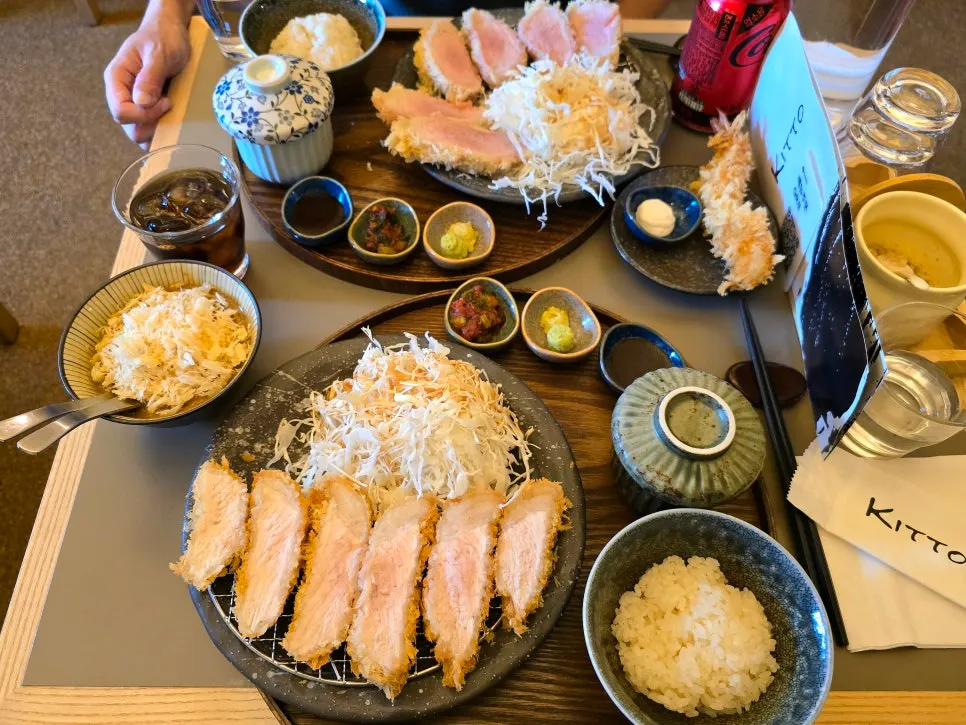 Full katsu set spread at Kitto