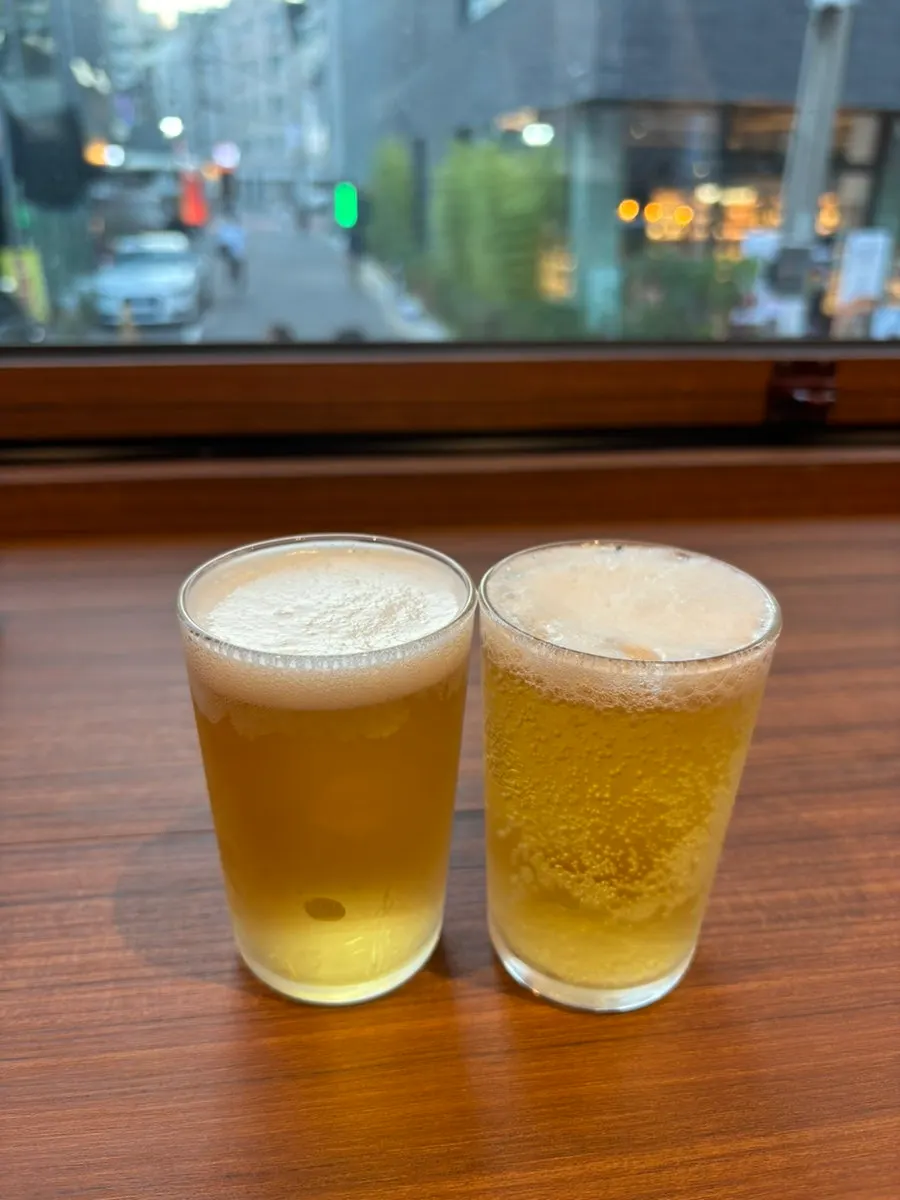 A small beer ordered alongside the meal
