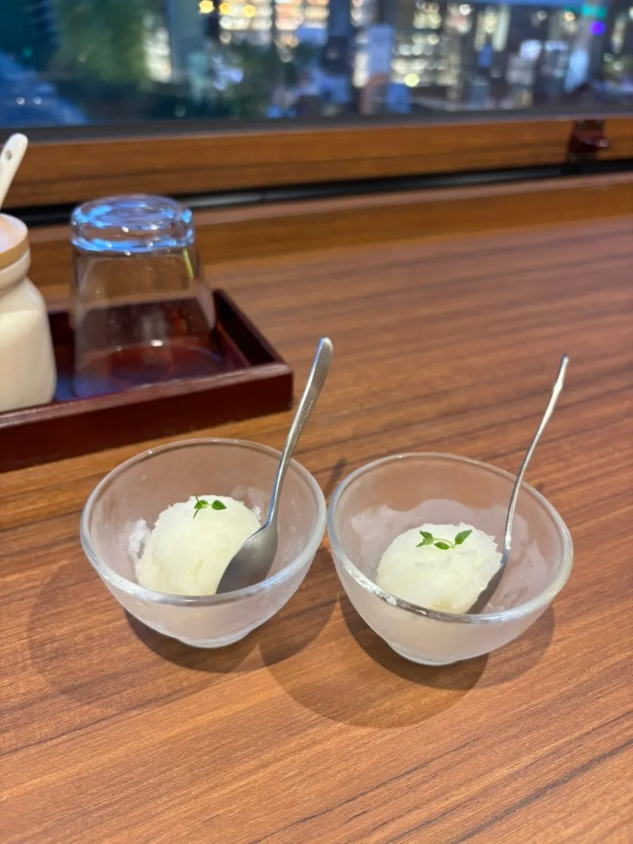 Lemon sherbet served for dessert