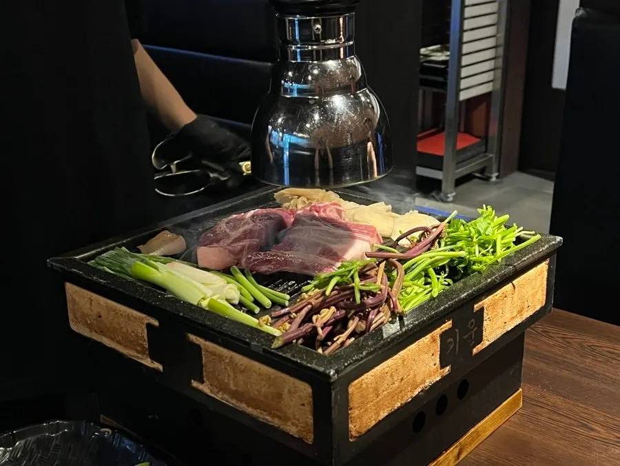 Plate of three aged pork cuts from the Donggiun Set
