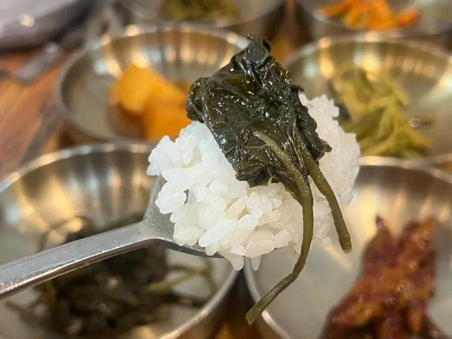 Yeolmu kimchi at the self-service bar