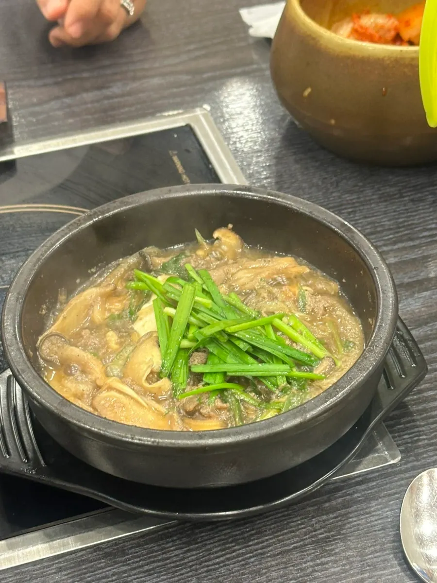 Warm Korean food eaten with kimchi