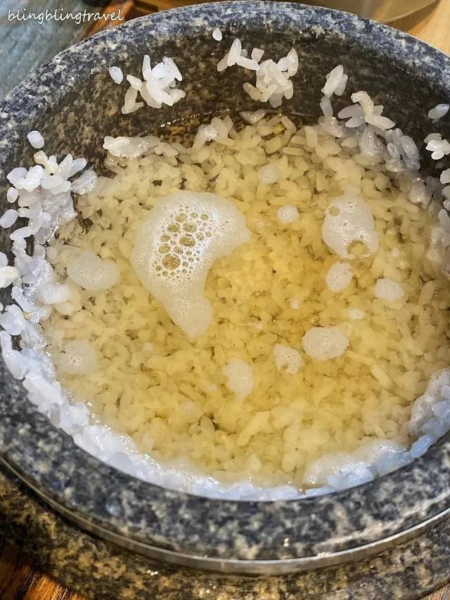 Freshly cooked pot rice with steam rising
