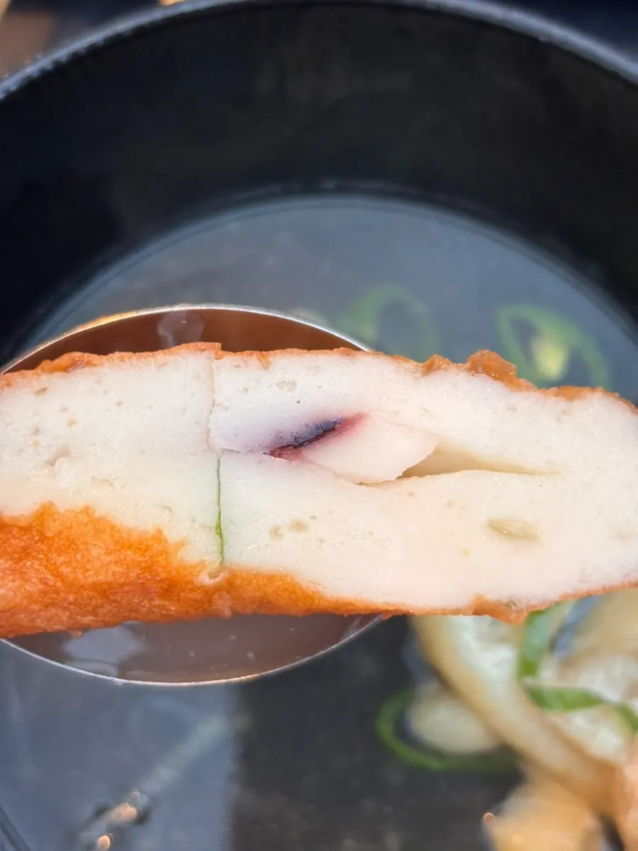 Eomuk-tang with a variety of fish cakes and fried tofu rolls