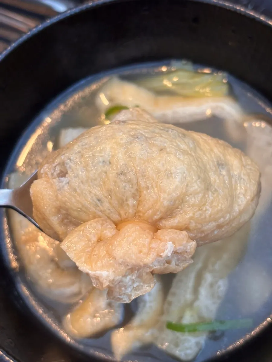 Fried tofu skin roll pulled out of the eomuk-tang