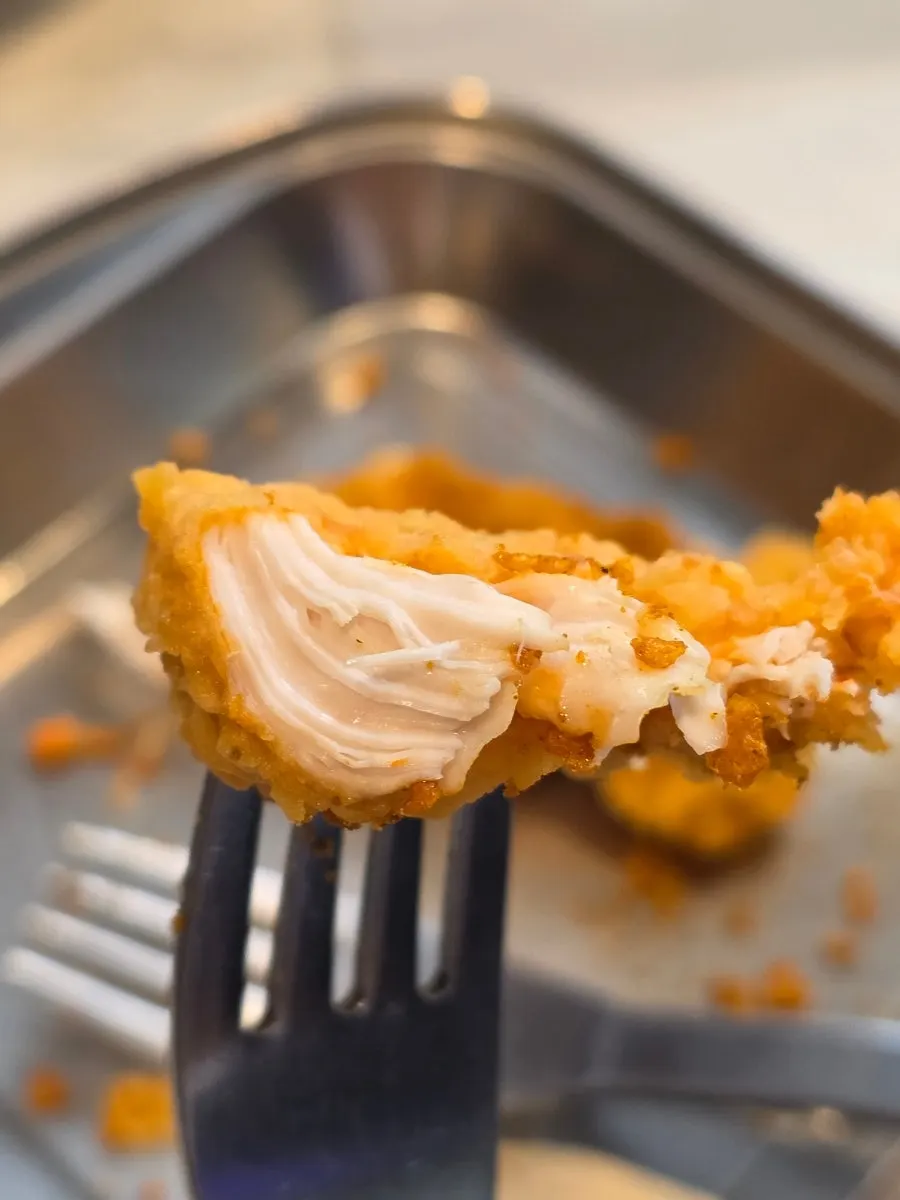 Cross-section of the chicken showing visible grain