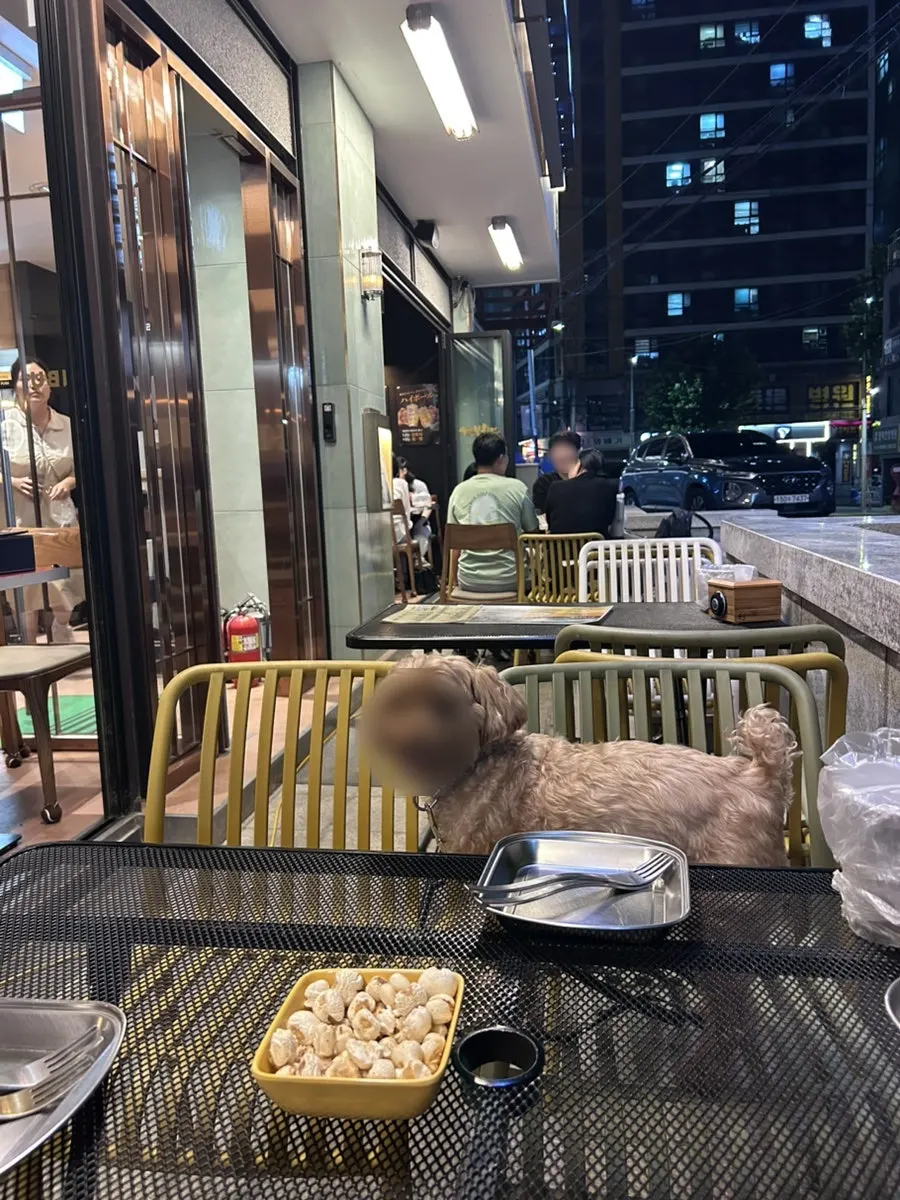 Outdoor tables in the evening