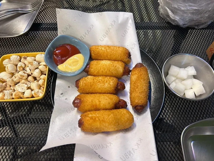 Crunchy rice hot dog ordered as a side