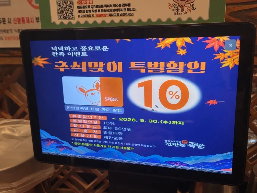 Order information placed on the table