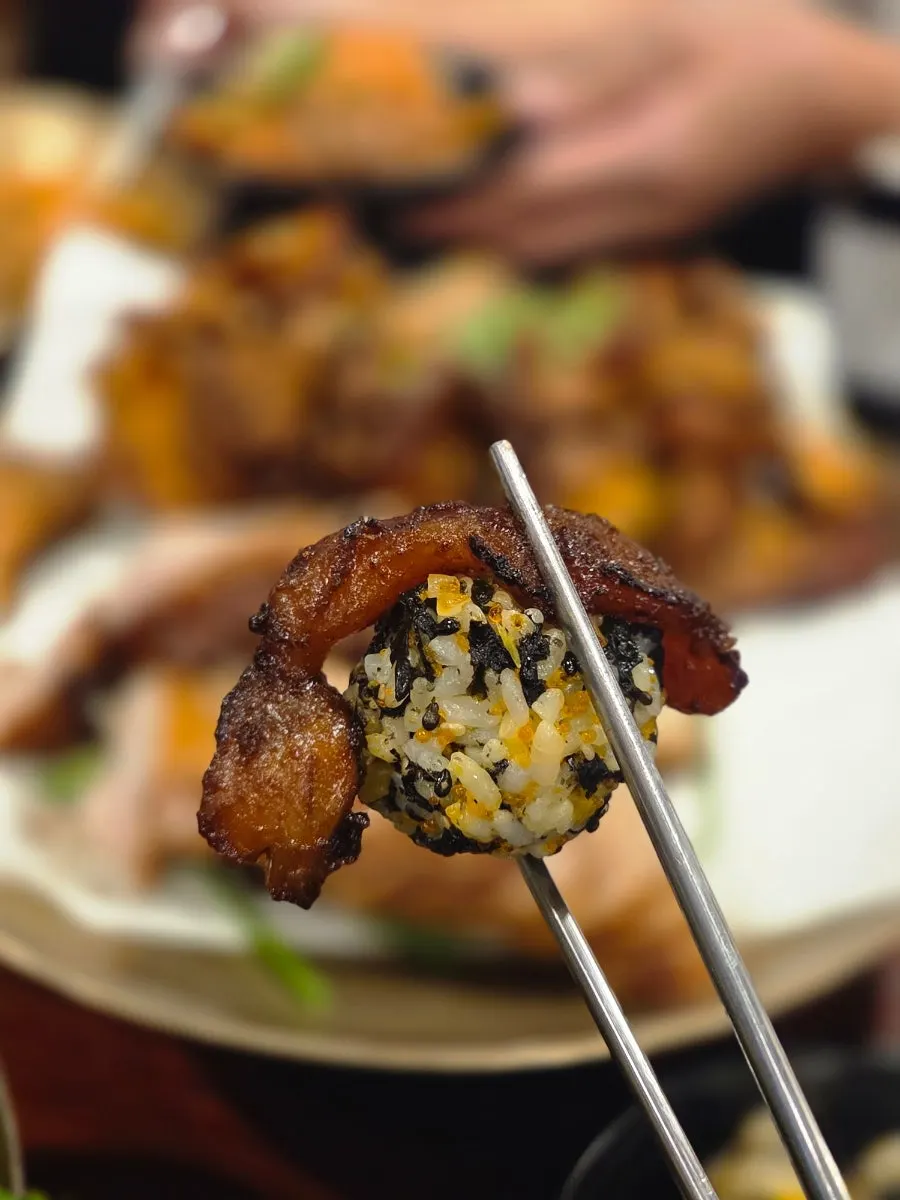 Close-up of the charcoal-grilled spicy jokbal