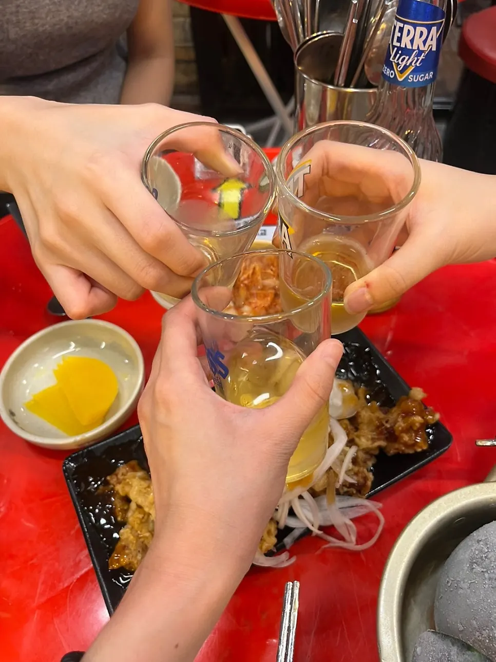 수제탕수육과 양파 쌈