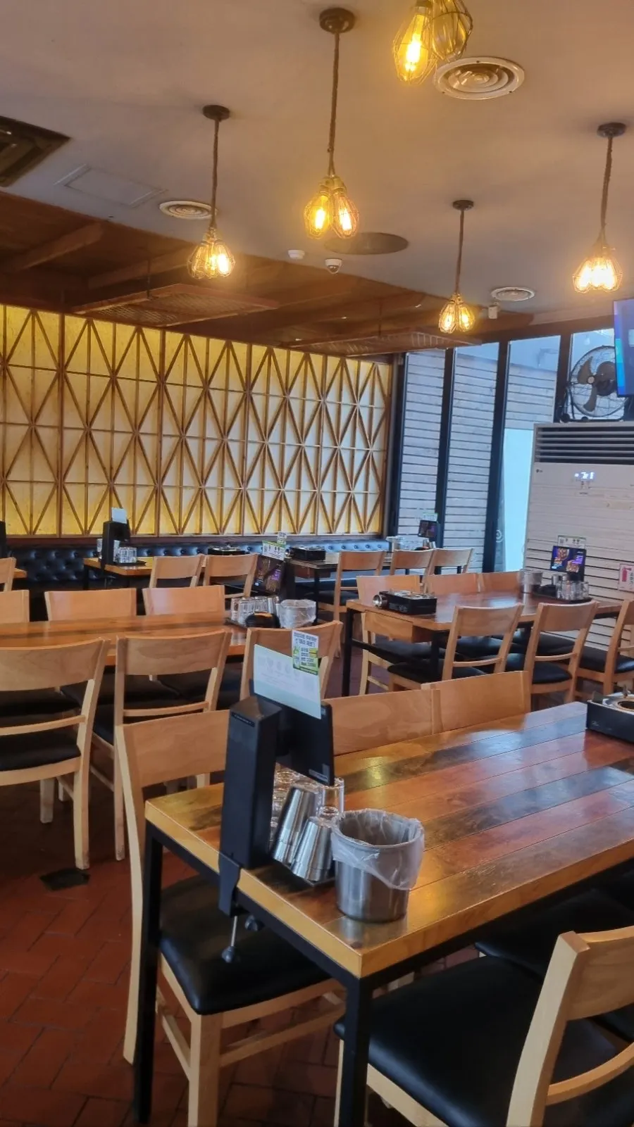 Seating area with soft lighting