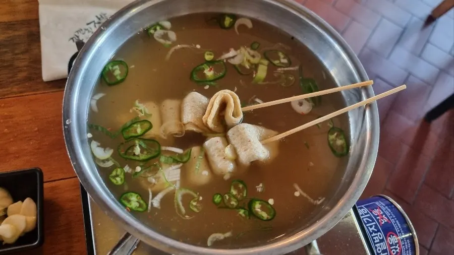 Close-up of a plate of bossam