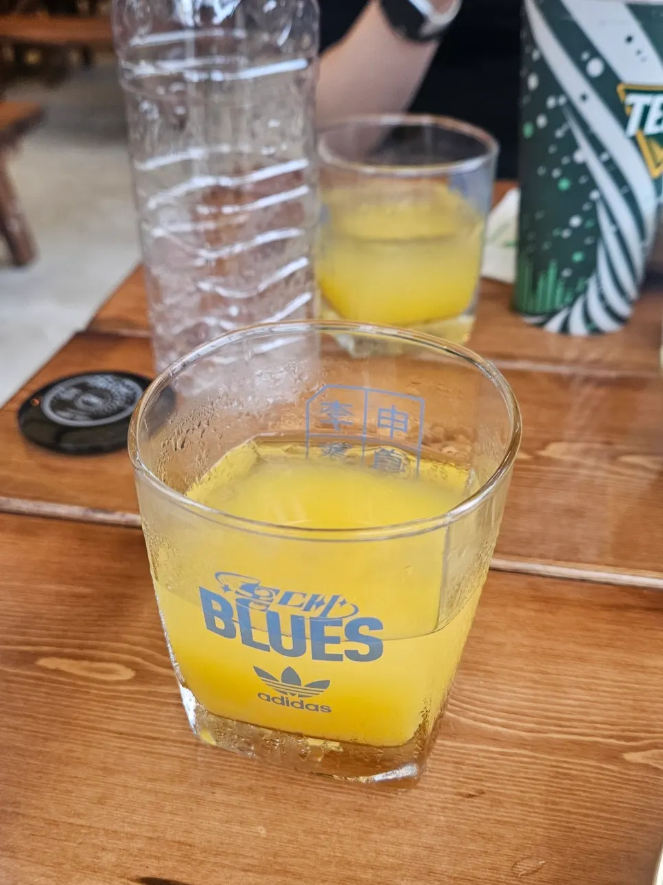 A glass of orange juice served as a welcome drink