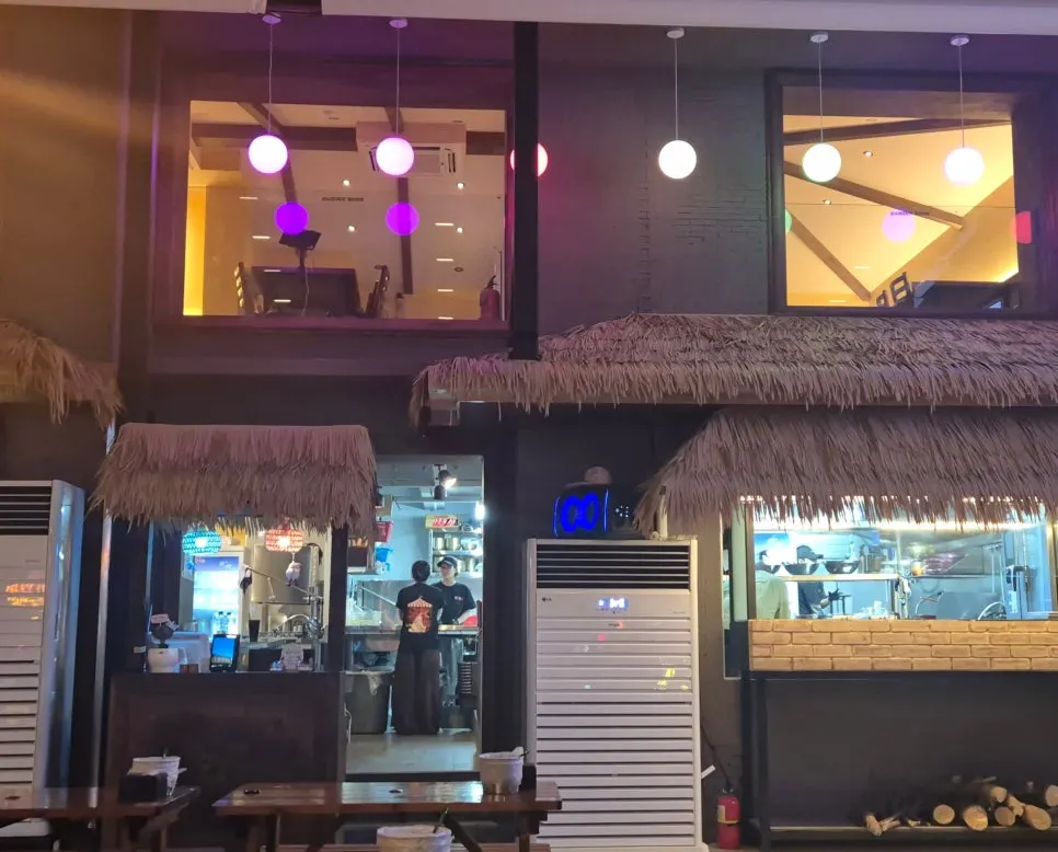 Interior lit with colored lighting
