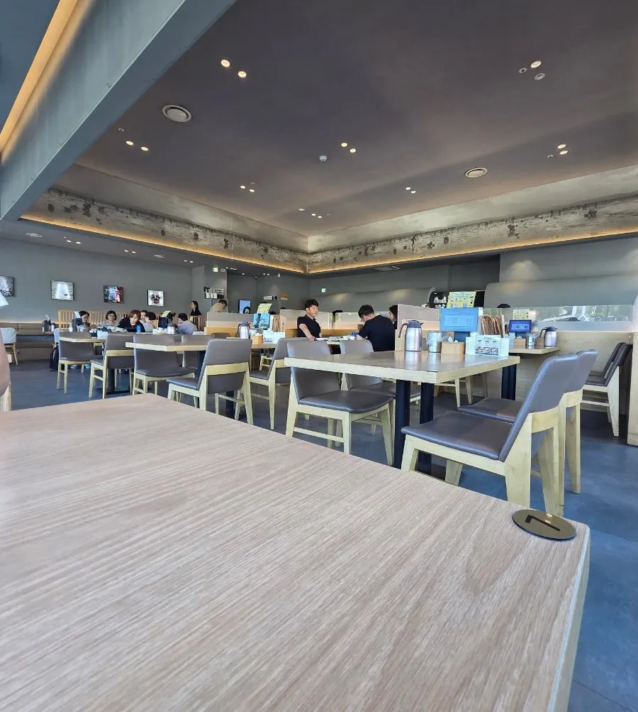 Interior view with generous space between seats