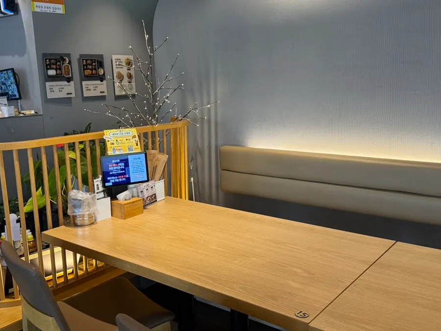 Waiting area with water and sofa