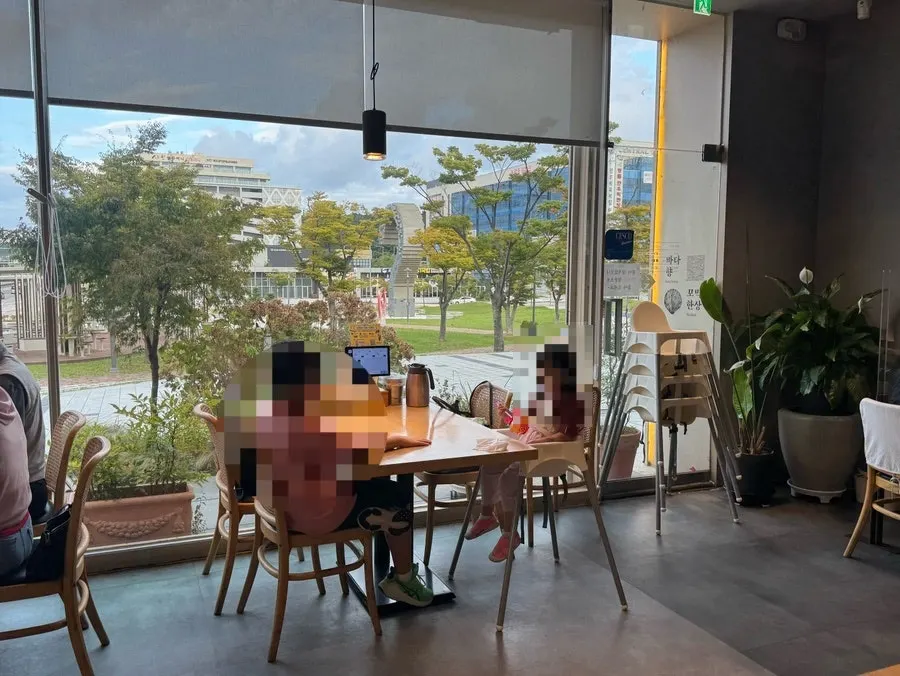 Family table set up with baby chair