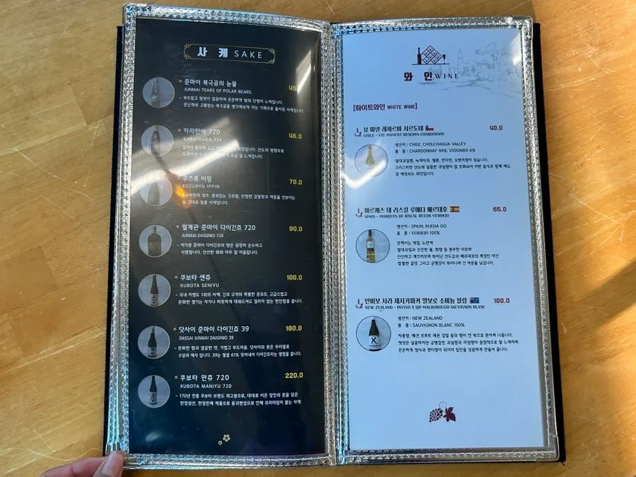 Sushi menu and price list