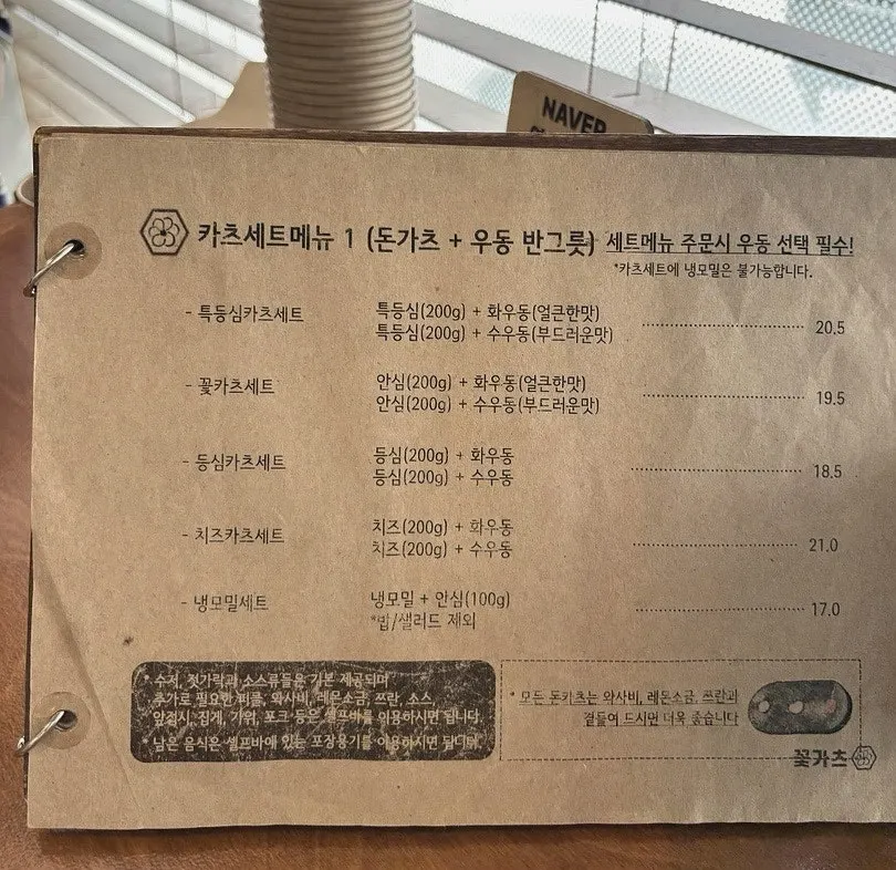 Hwa-udon and suudong set menu information