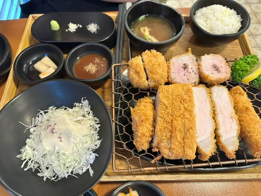 우동 없이 나온 등꽃카츠 단품 접시