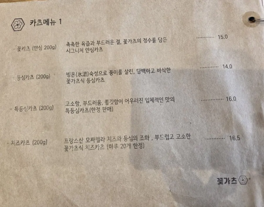 Kkot Gatsu pork cutlet menu board