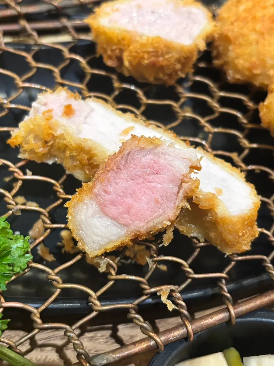 Close-up of the special loin cutlet showing the fatty section