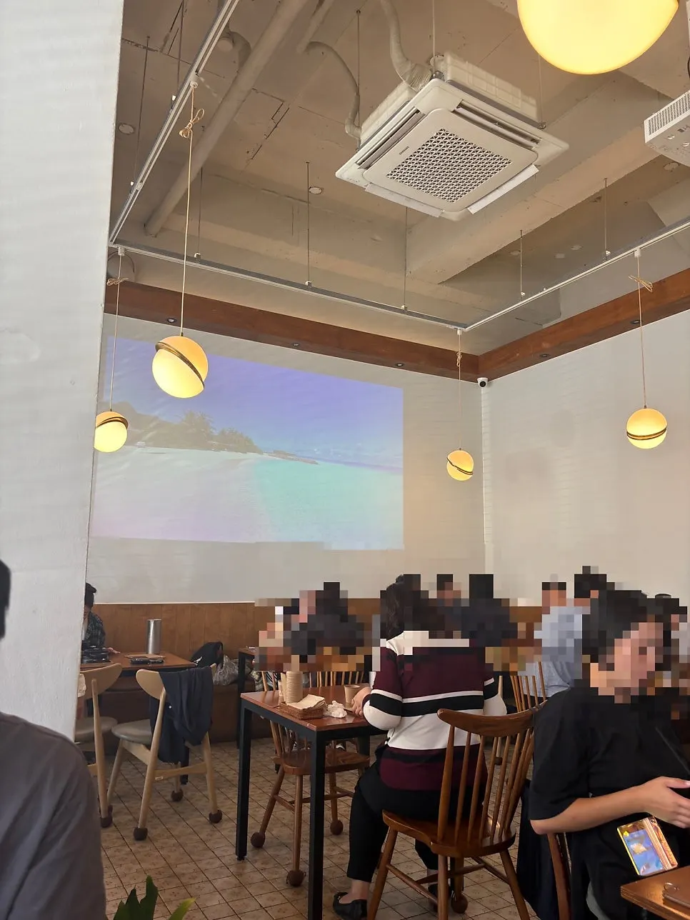 Restaurant interior seating during weekday lunch
