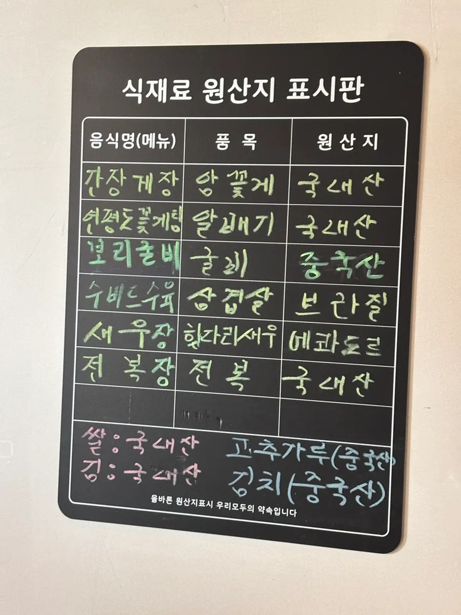 Menu items including boiled pork, dried corvina, and crab stew