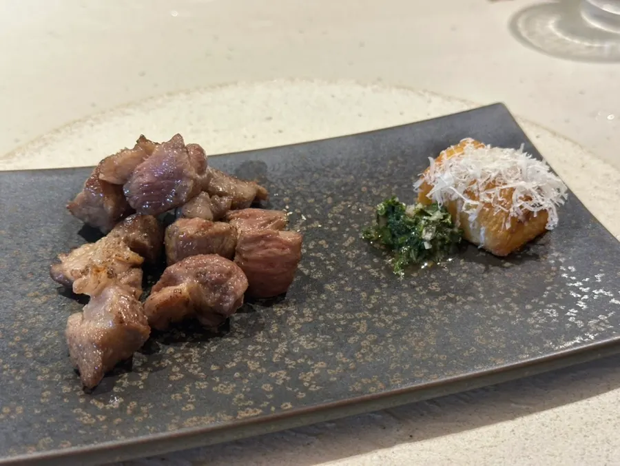 Iberico pork grilling over charcoal