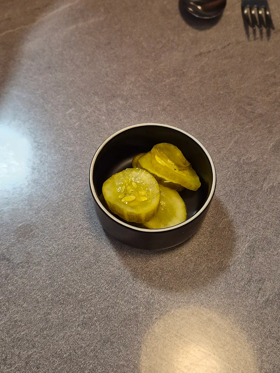 Pickle jar provided at each table