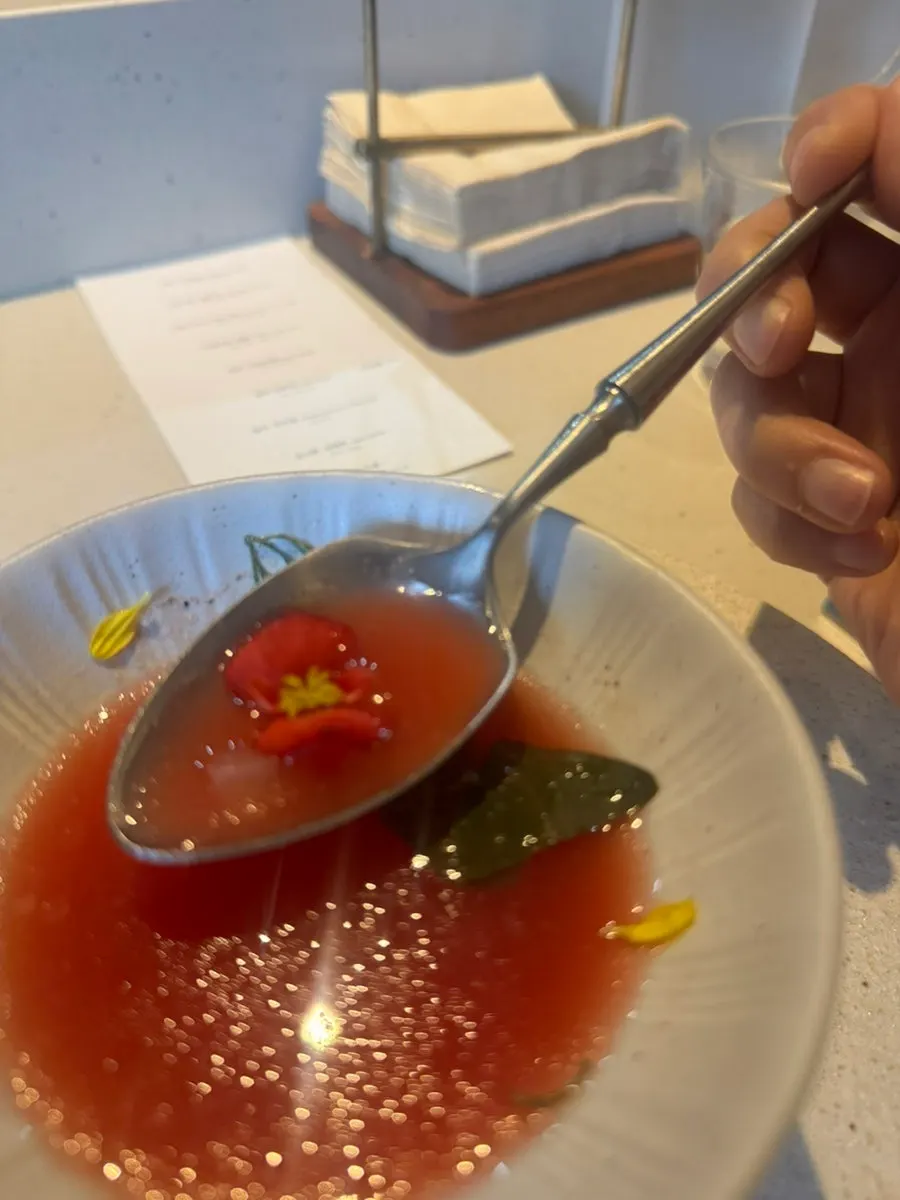 Drink glass served alongside the course