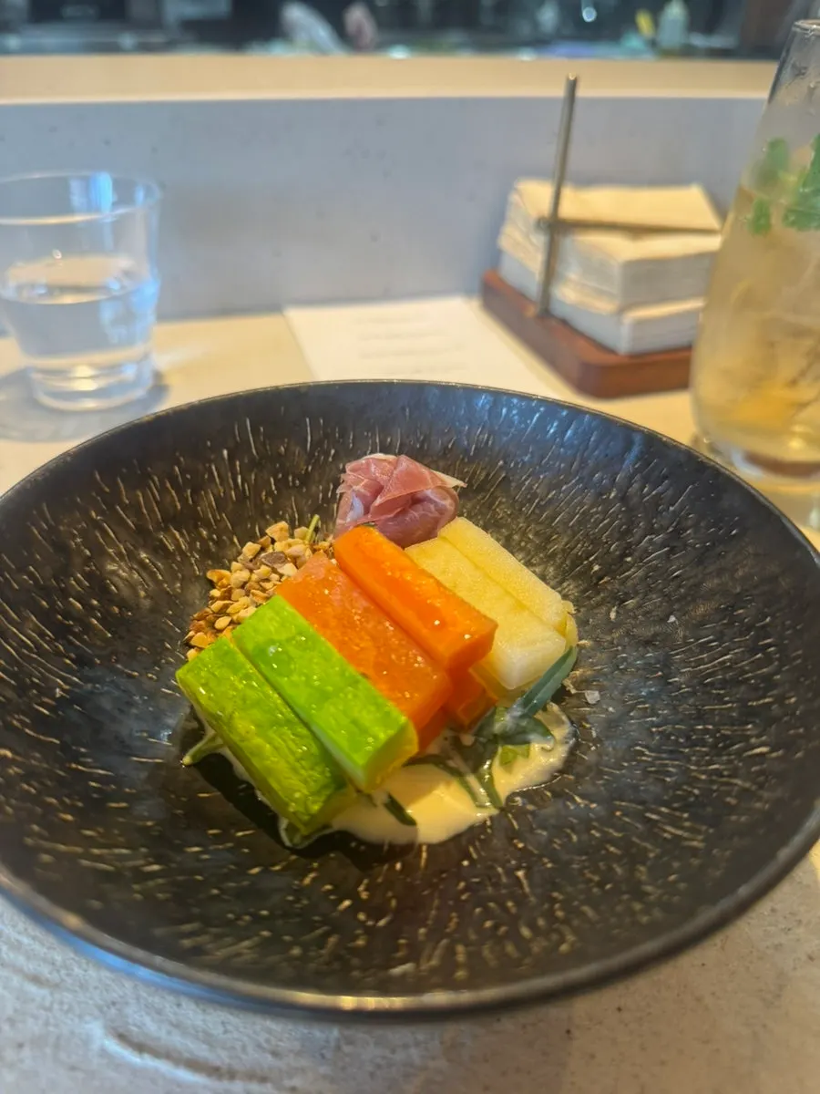 Close-up of the grilled vegetable salad