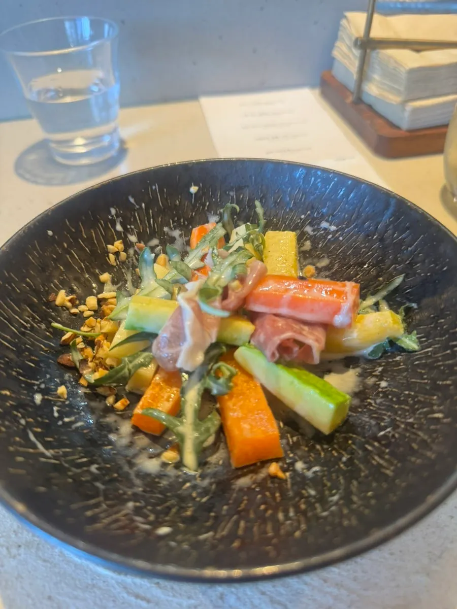 Plating of the grilled vegetable salad