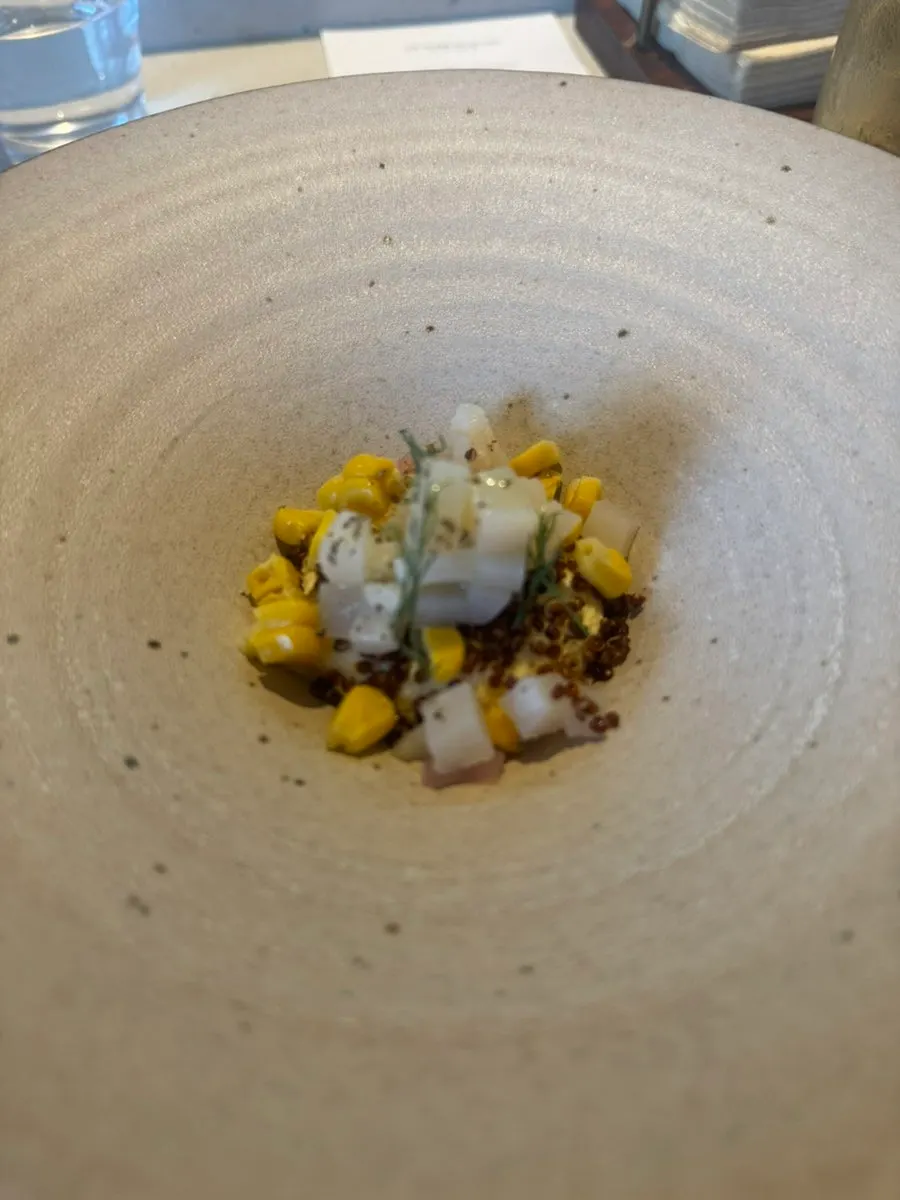 A spoonful of the sweet corn custard