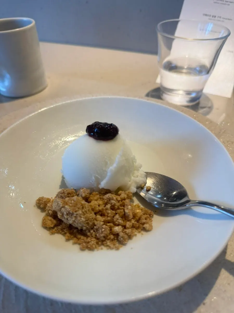 Close-up of the yogurt sherbet dessert