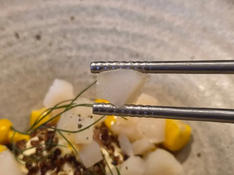 Sweet corn custard course plate