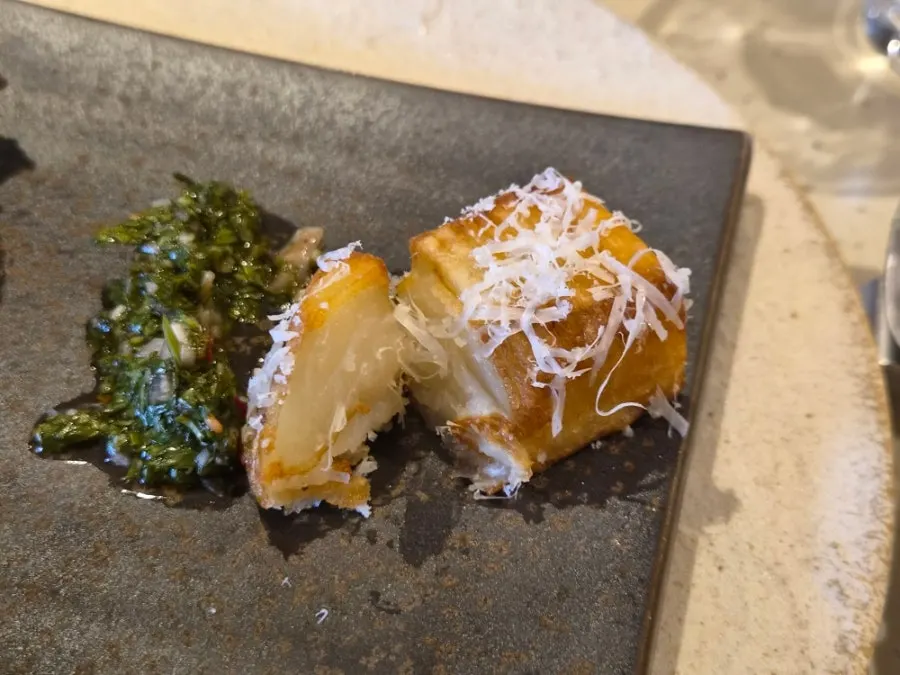 Grilled potatoes served with the Iberico