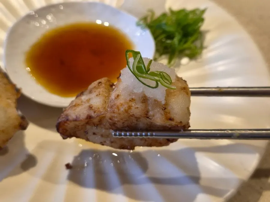 Sea bass karaage served with yuzu ponzu sauce