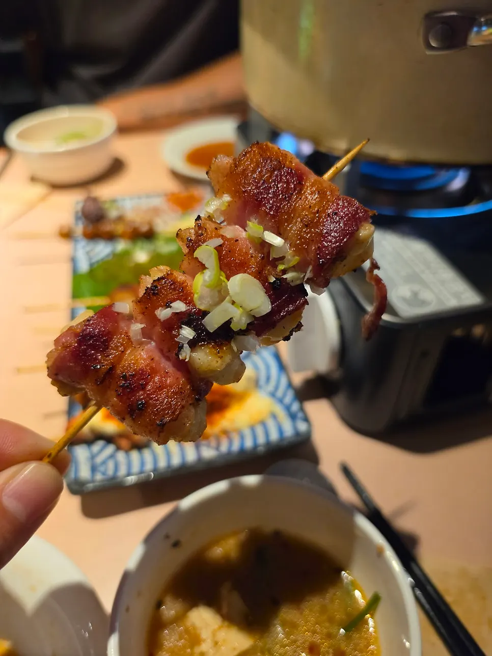 Skewer plate including beef tongue and heart