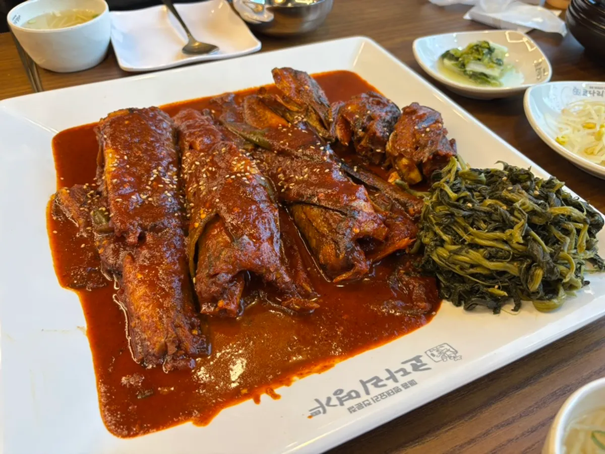 ハンサンチャリムコダリミョンガ ルウォンシティ店の辛味シレギ明太煮の一膳