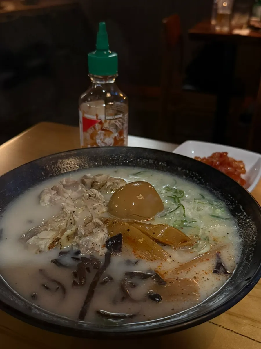 Tori ramen topped with grilled chicken