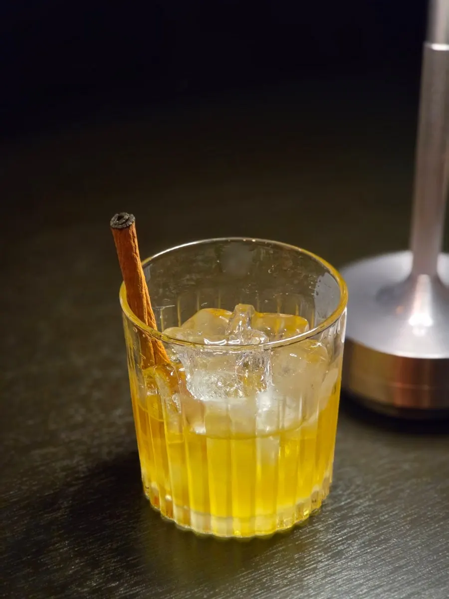 A glass of the 35% signature cocktail hh