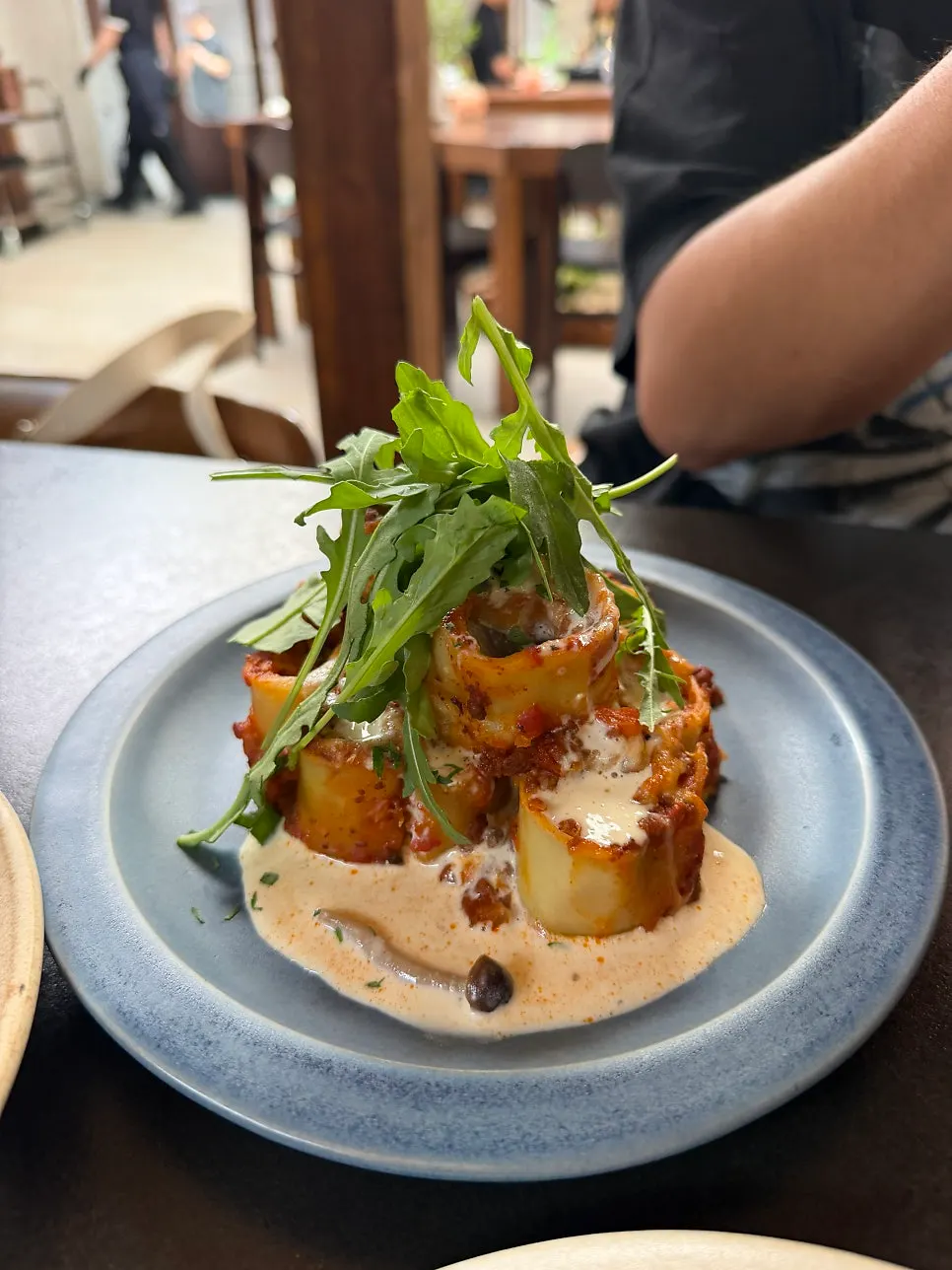 Potato gnocchi with mushroom cream sauce and mushroom chips