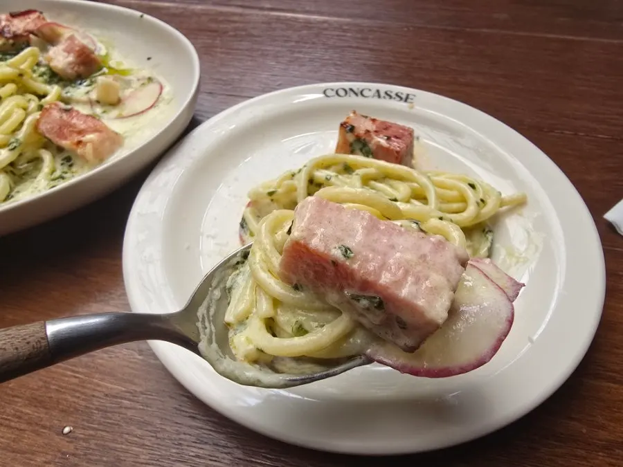 Wasabi cream pasta at Concasse Anguk